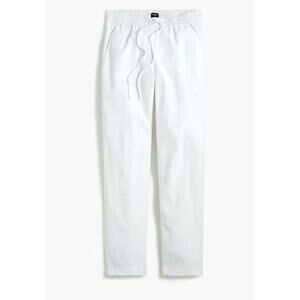 J.Crew Factory Linen Cotton Blend Minimalist Preppy Drawstring Pant White 10